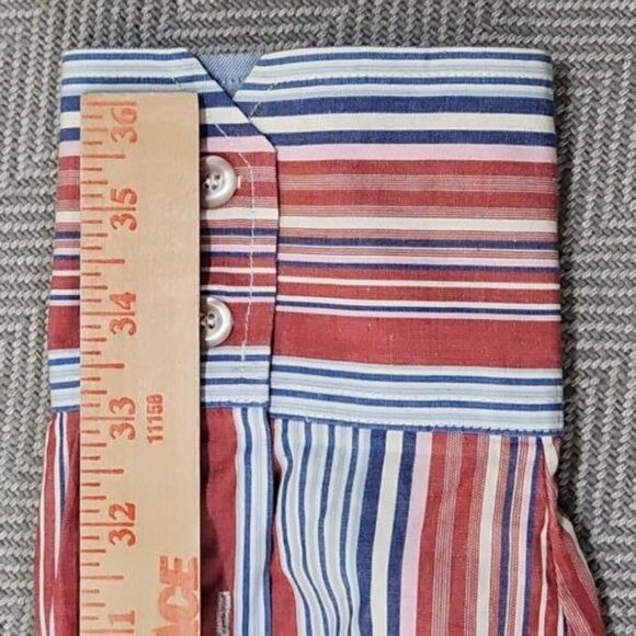 Lacoste🐊Long Sleeve Shirt Size XXL (54" Chest) Vertical Stripes 100% Cotton Y2K - Picture 11 of 13